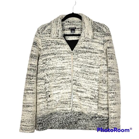 Club Monaco Grey Boucle Zip Front Jacket SZ L - Picture 1 of 4